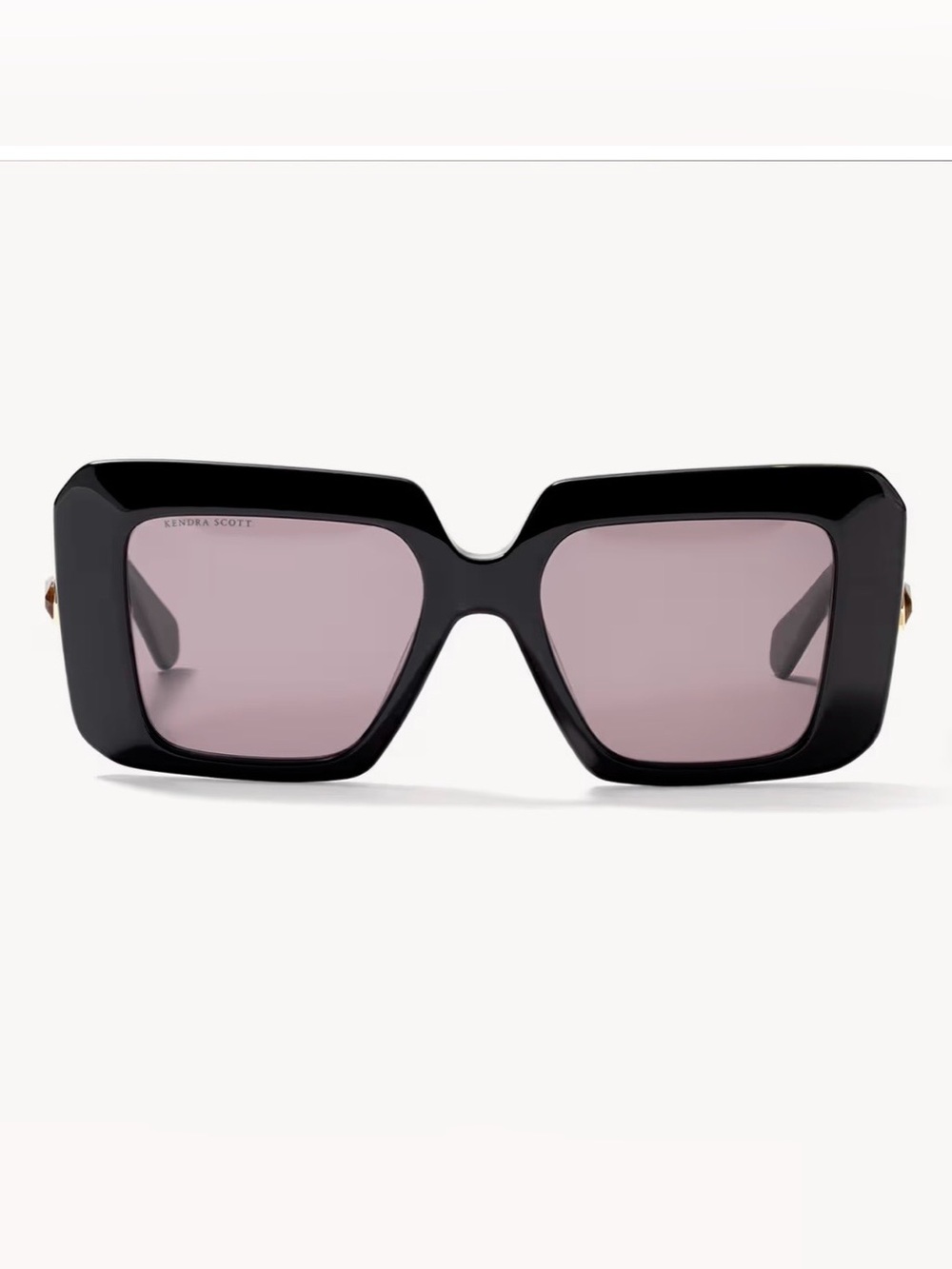 Kendra Scott Black Square Frame Sunglasses with Pink Tint